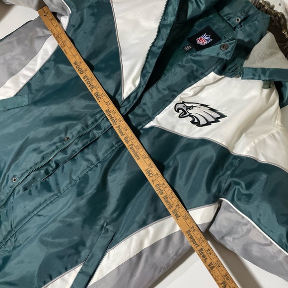 vintage NFL Philadelphia Eagles green white coat zip out fleece vest removable - Picture 9 of 14